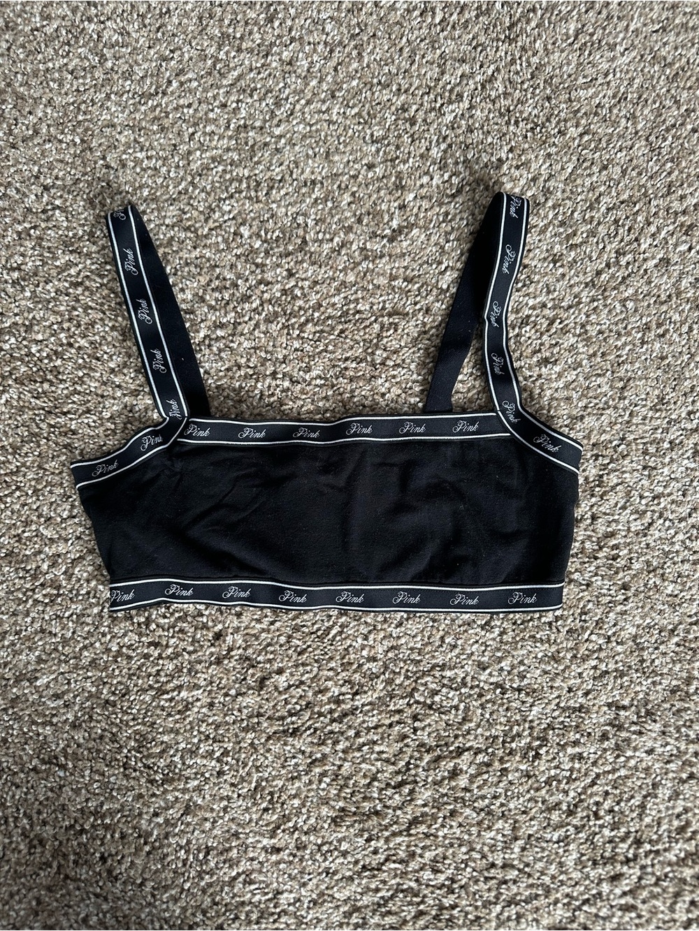 PINK Victoria's Secret Black Logo-Trim Bralette Tank